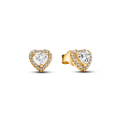 Pendientes Pandora Botón Dorado Corazón Elevado Brillante 268427C01