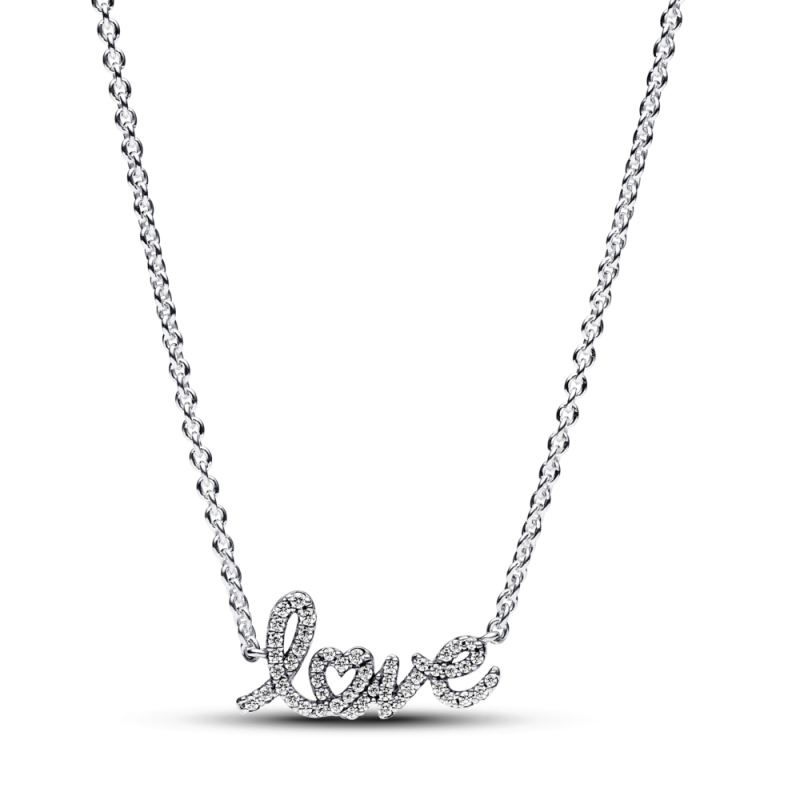 Collar Pandora plata Love Escrito a Mano Brillante 393076C01