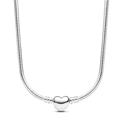 Collar Pandora Moments plata Cadena de Serpiente Cierre Corazón 393091C00