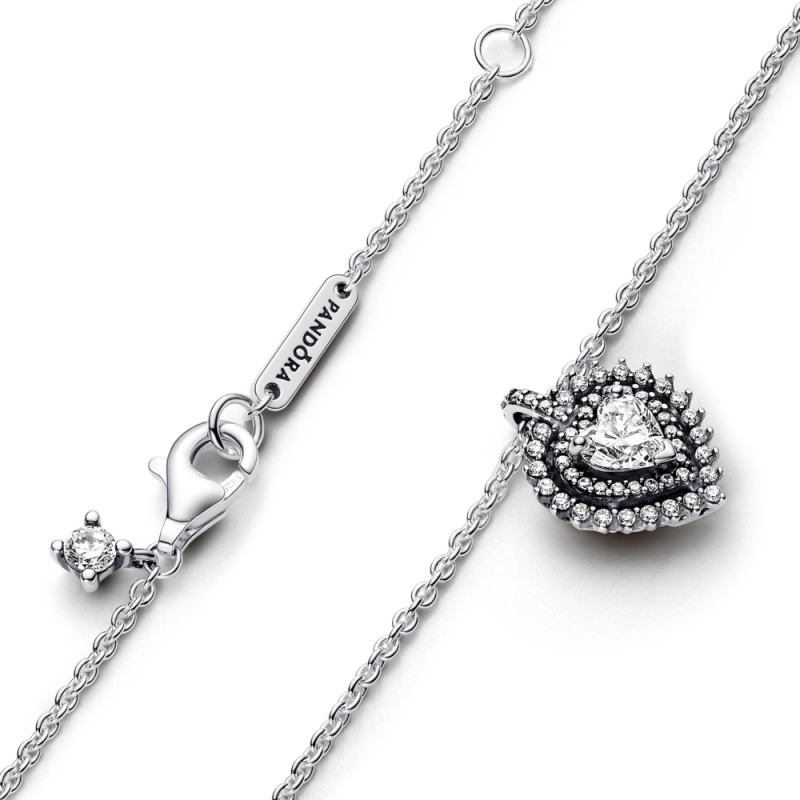 Collar Pandora plata Corazón Halo Brillante 393099C01