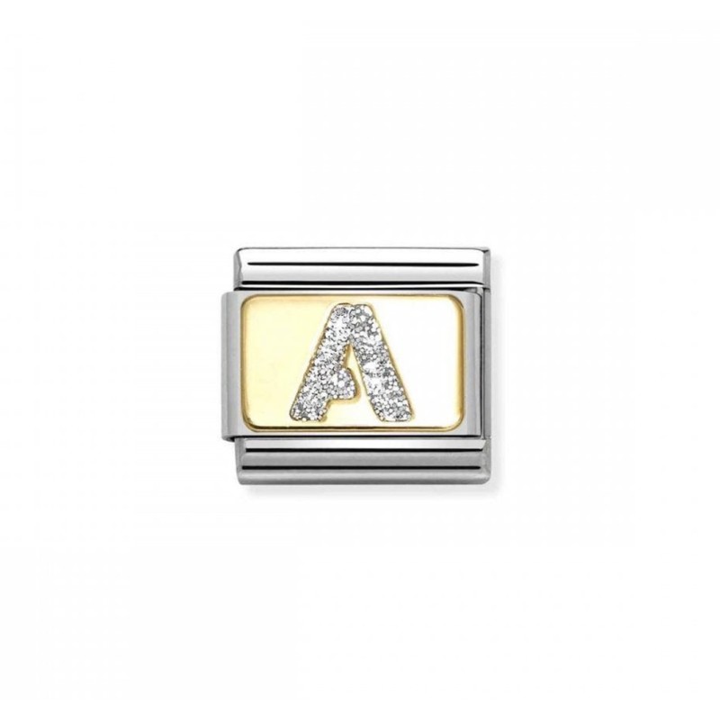 Link Nomination Acero y Oro Letra"A" Glitter 030291 01
