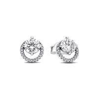 Pendientes Pandora Plata Halo Redondo Brillante 291248C01