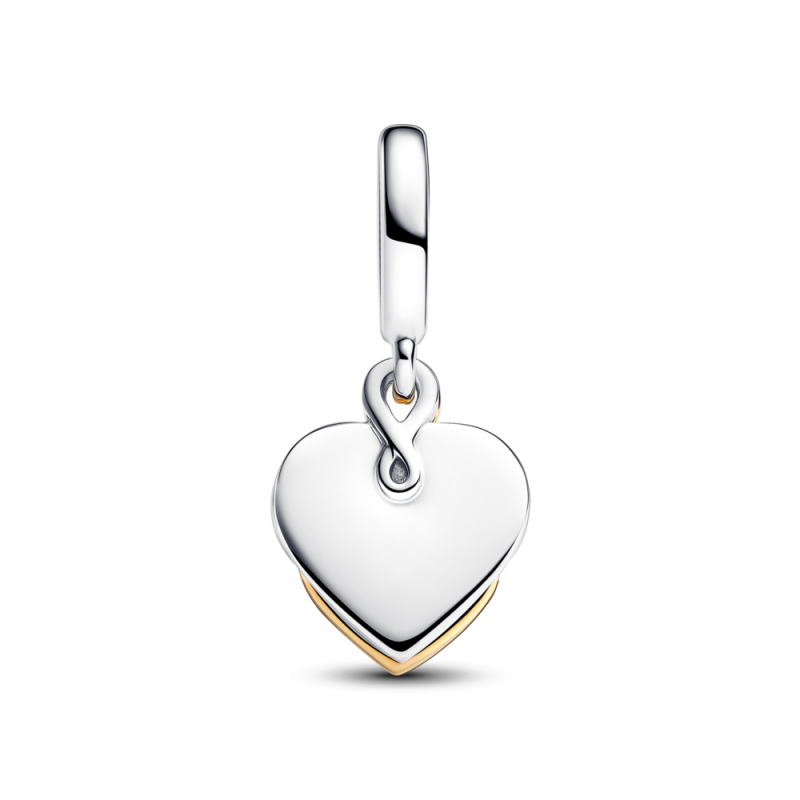 Charm Pandora Colgante Doble, Dorado y con Diamante Sintetico, Grabable Mamá 763237C01