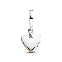 Charm Pandora Colgante Doble, Dorado y con Diamante Sintetico, Grabable Mamá 763237C01