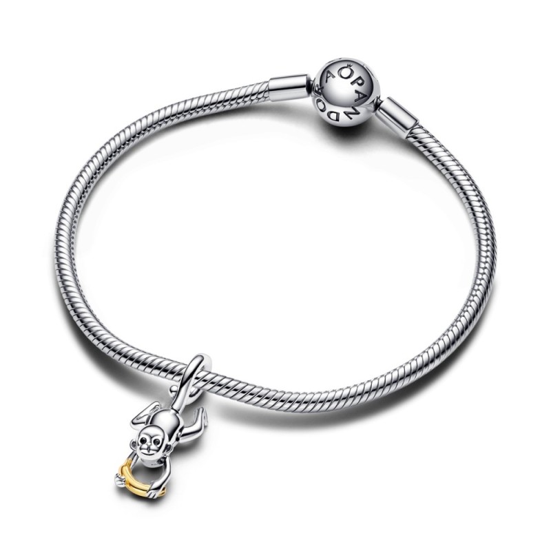 Charm Colgante Pandora plata y Dorado Mono Móvil 763343C01