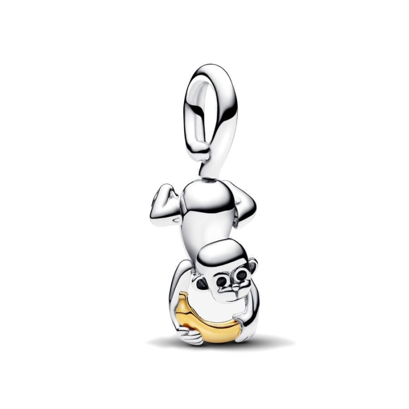 Charm Colgante Pandora plata y Dorado Mono Móvil 763343C01