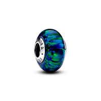 Charm Pandora plata de ley y cristal murano Verde Opalescente 791691C04