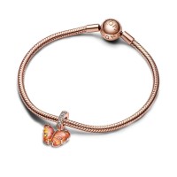 Charm Colgante Pandora Cristal de Murano Rosa y Amarillo Mariposa 782698C01