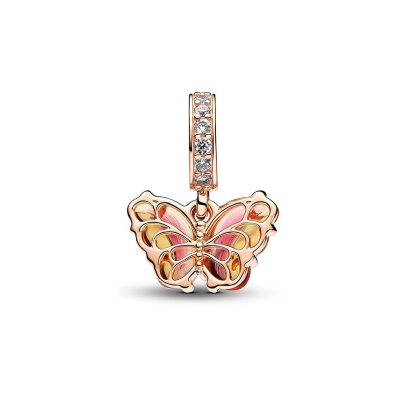 Charm Colgante Pandora Cristal de Murano Rosa y Amarillo Mariposa 782698C01