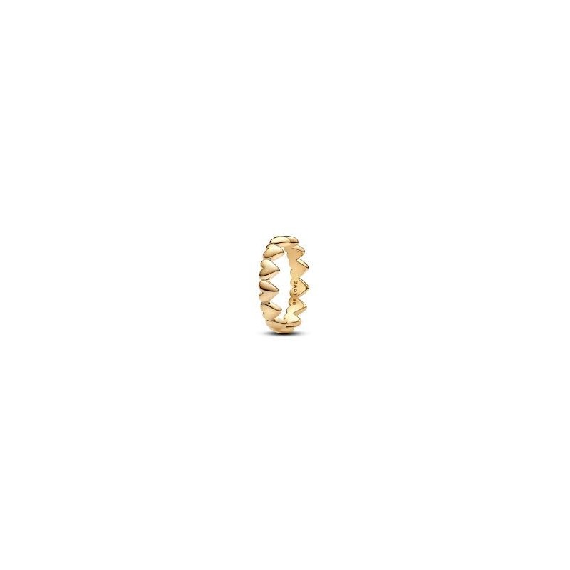 Anillo Pandora con baño 14k Fila de Corazones 163427C00