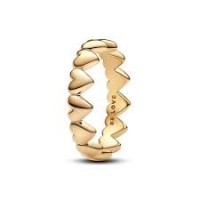 Anillo Pandora con baño 14k Fila de Corazones 163427C00