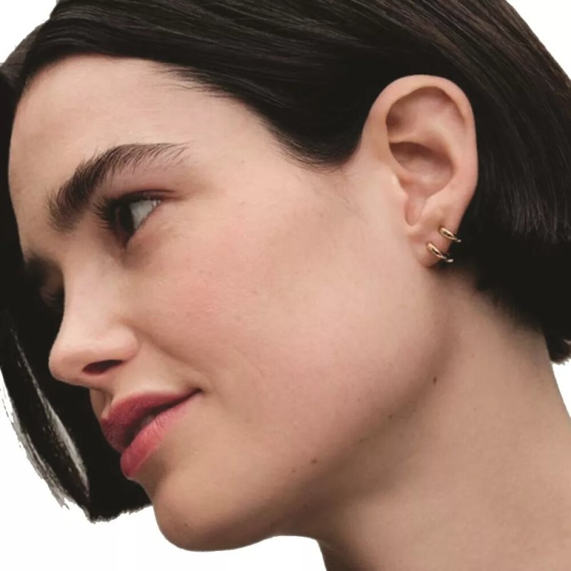 Pendientes Pandora aro baño oro 14k Abrazo Doble 263280C00