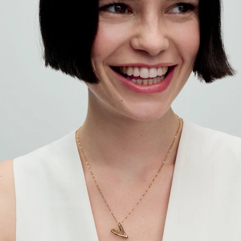 Collar Pandora baño oro 14k Corazón Forma Orgánica 363272C00