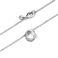 Collar Pandora plata Círculo Forma Orgánica Pavé y Perla Cultivada 393303C01