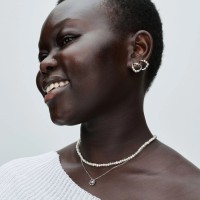 Collar Pandora plata Círculo Forma Orgánica Pavé y Perla Cultivada 393303C01