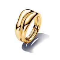 Anillos Pandora Combinables baño oro de 14k Forma Orgánica 163264C00 Anillos Pandora Combinables baño oro de 14k Forma Orgánica 163264C00