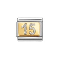 Link Nomination Acero y Oro Número 15 con Glitter 030224 07