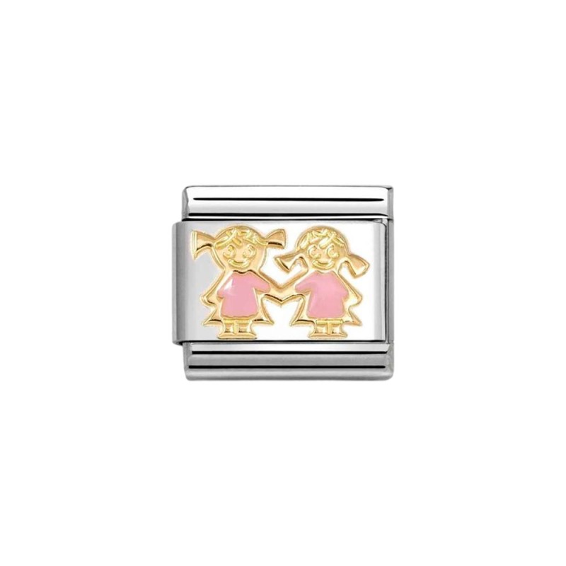 Link Nomination Acero y Oro Hermanas con Esmalte 030272 91