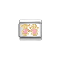 Link Nomination Acero y Oro Hermanas con Esmalte 030272 91