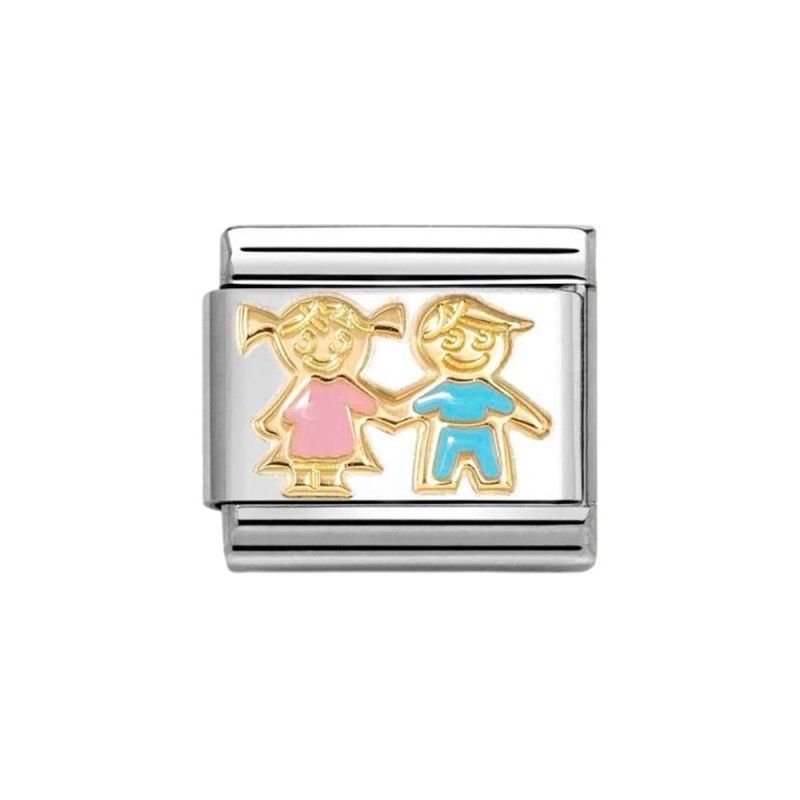 Link Nomination Acero y Oro Hermanos con Esmalte 030272 92