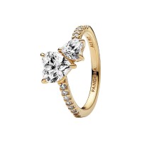 Anillo Pandora Dorado Corazón Doble Brillante 161198C01 | Joyería R...