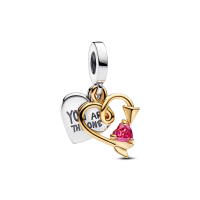 Charm Pandora Colgante Doble plata baño oro 14k Corazón Grabable & Flecha 763622C01