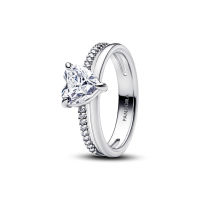 Anillo Pandora plata Corazón Doble Banda 193100C01