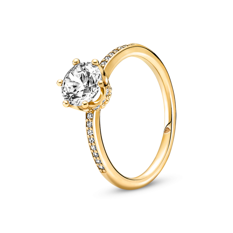 Anillo Pandora Solitario Corona Brillante Transparente 168289C01