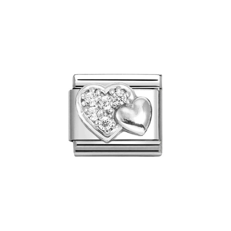 Link Nomination Acero y Plata Corazones y Circonita 330304 47