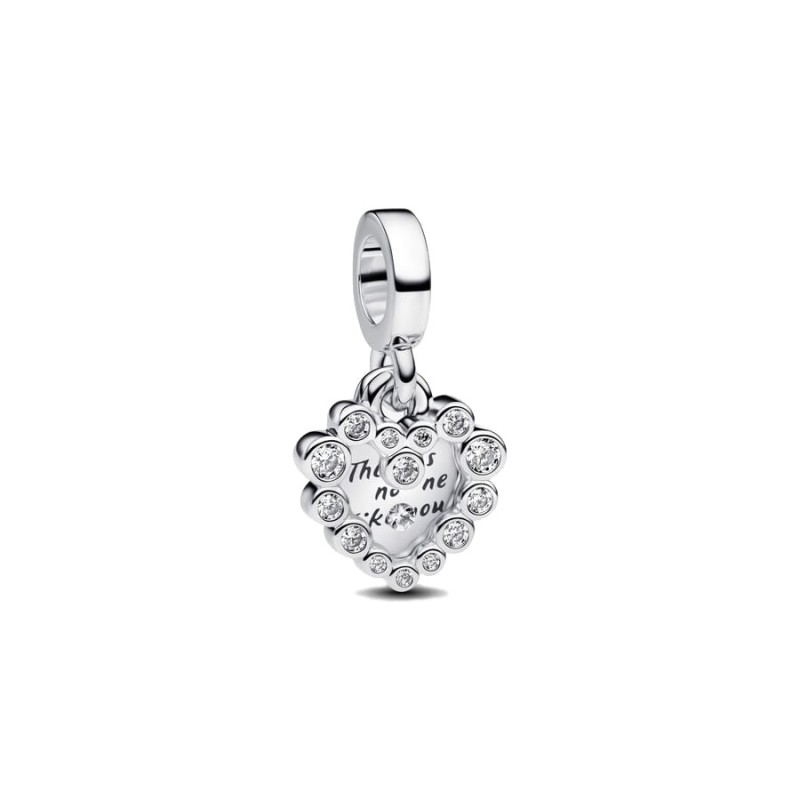 Charm Pandora Colgante Doble plata Corazón Brillante 793765C01