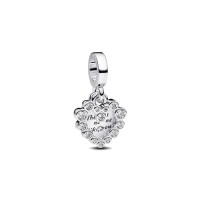 Charm Pandora Colgante Doble plata Corazón Brillante 793765C01