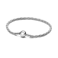 Pulsera Pandora Moments plata Cadena de Serpiente Trenzada Cierre Redondo 593757C00