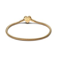 Pulsera Pandora Moments baño oro 14k Cadena de Serpiente Cierre Corazón Infinito Brillante 563758C01
