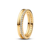 Anillo Pandora Baño oro 14K Doble Banda 163799C01