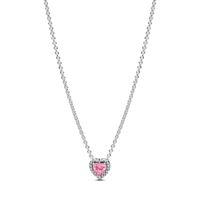 Collar Pandora plata Corazón Rosa Elevado 398425C02