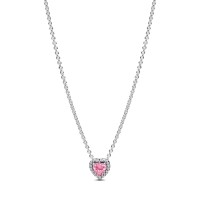 Collar Pandora plata Corazón Rosa Elevado 398425C02