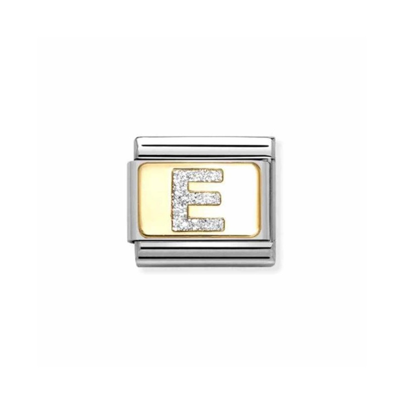 Link Nomination Acero y Oro Letra "E" Glitter 030291 05