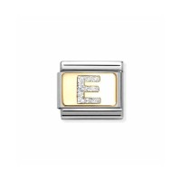 Link Nomination Acero y Oro Letra "E" Glitter 030291 05