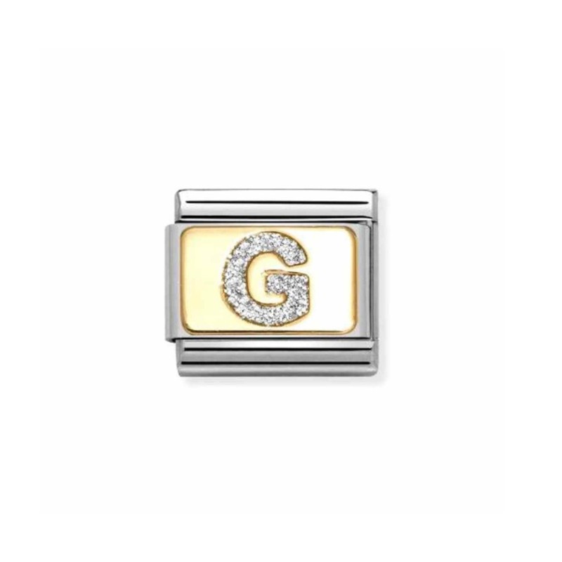 Link Nomination Acero y Oro Letra"G" Glitter 030291 07