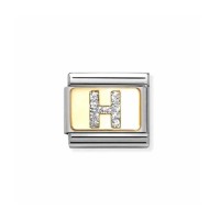 Link Nomination Acero y Oro Letra"H" Glitter 030291 08