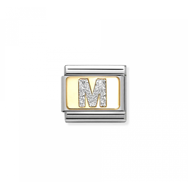 Link Nomination Acero y Oro Letra"M" Glitter 030291 13