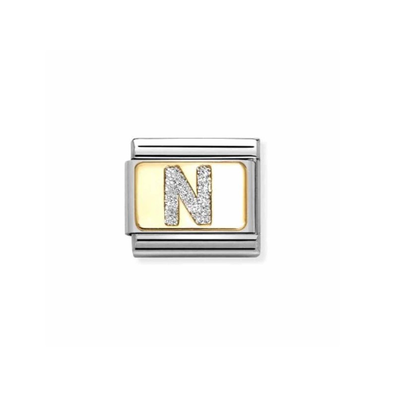Link Nomination Acero y Oro Letra"N" Glitter 030291 14