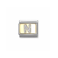 Link Nomination Acero y Oro Letra"N" Glitter 030291 14
