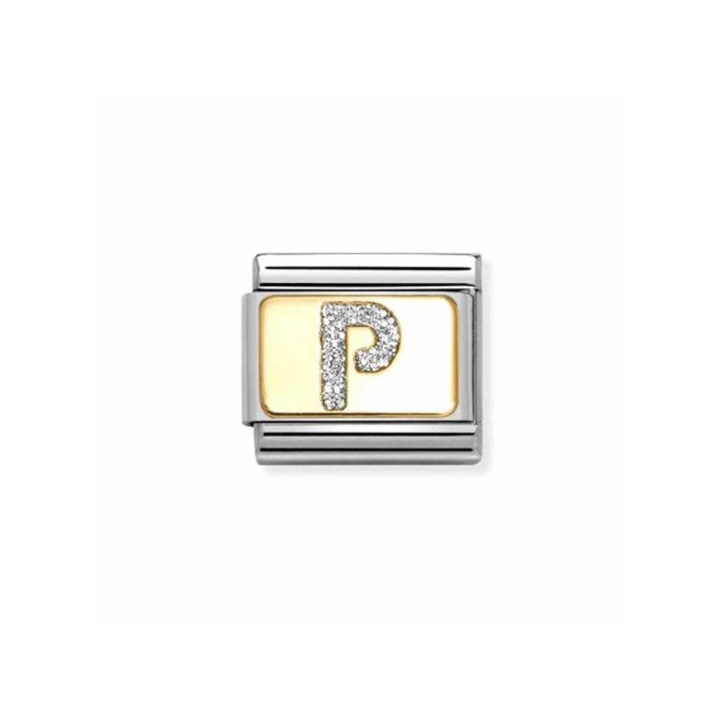 Link Nomination Acero y Oro Letra"P" Glitter 030291 16