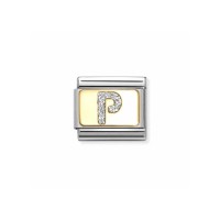 Link Nomination Acero y Oro Letra"P" Glitter 030291 16