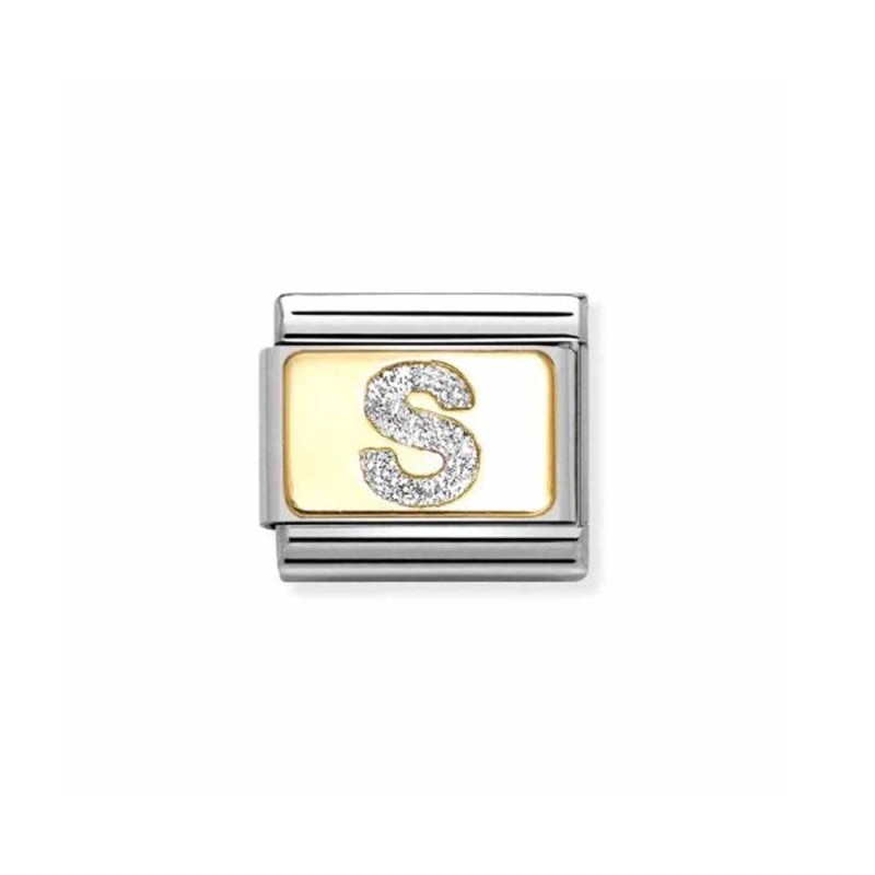 Link Nomination Acero y Oro Letra"S" Glitter 030291 19