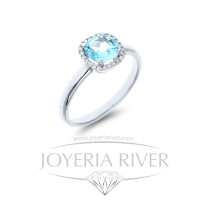 Anillo Oro Blanco con Topacio y Brillantes R453I012 | Joyería River