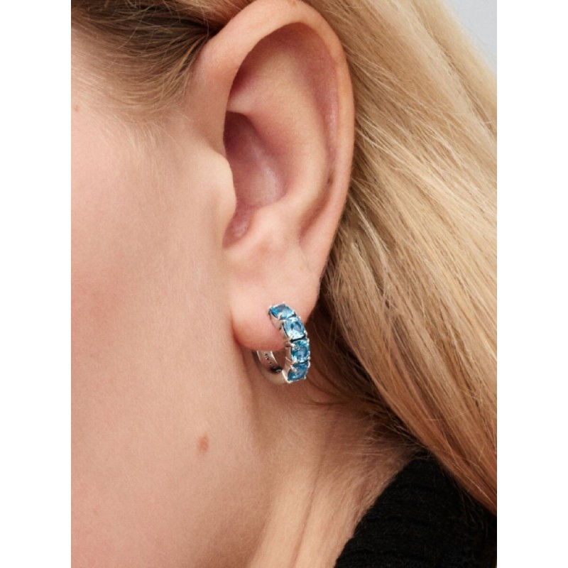 Pendientes Pandora Aro Plata Azul Claro 293851C01