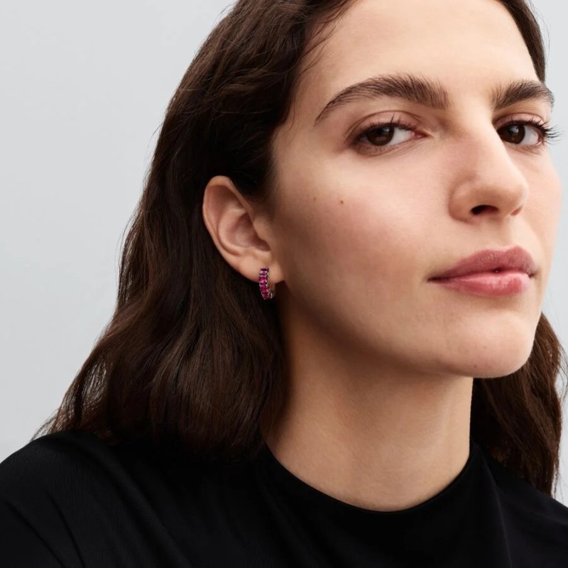 Pendientes Pandora Aro Plata Rosa 293851C02