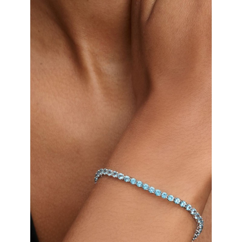 Pulsera Pandora Tenis Plata Azul Claro Brillante 591469C03